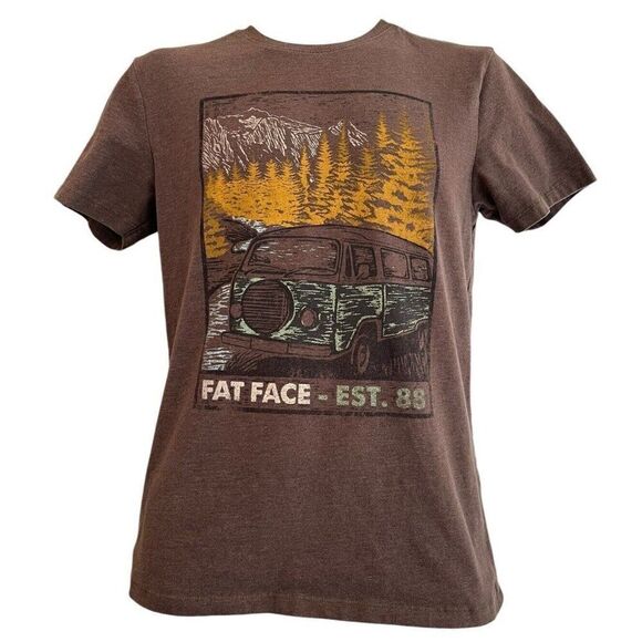 Fat Face T Shirt Extra Small Brown T Shirt Volkswagen Bus Outdoor Graphic - Picture 1 of 6